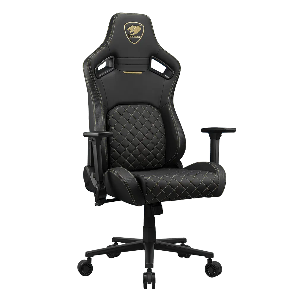 Scaun Gaming Cougar Defensor, Țesătură, PU Piele, Auriu