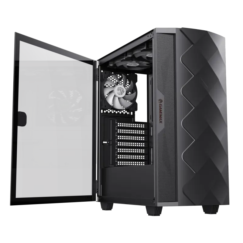 Carcasă PC Gamemax Diamond CP, Midi-Tower, Fără PSU, Negru