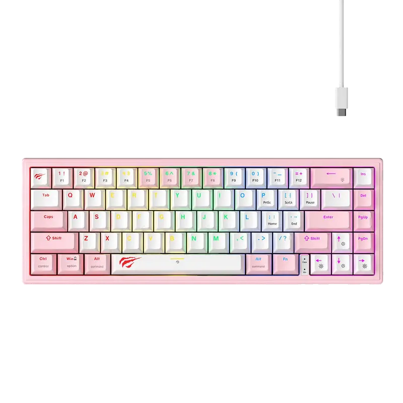 Tastatură Havit KB874L, Cu fir, Roz..