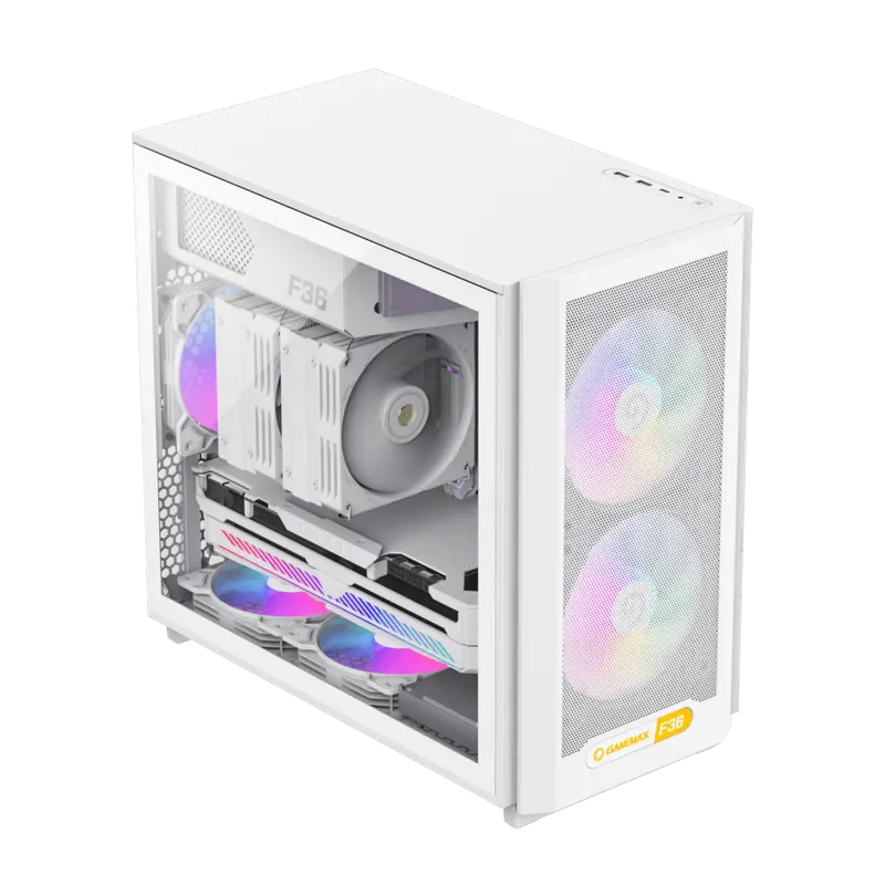 Carcasă PC Gamemax F36 WH, Mini-Tower, Fără PSU, Alb