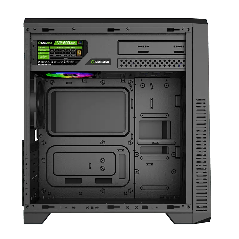 Компьютерный корпус Gamemax G561-BK, Midi-Tower, Без блока питания, Чёрный