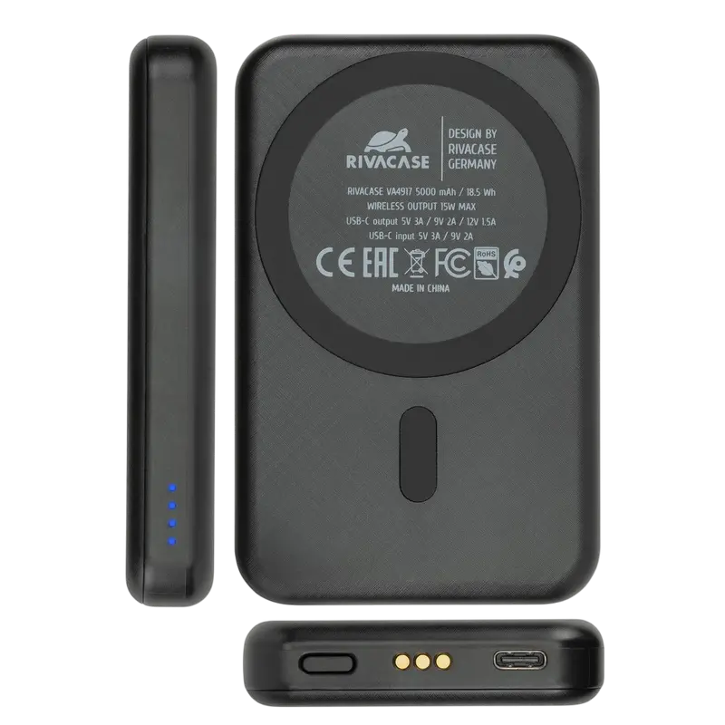 Încărcător portabil Rivacase VA4917, 500mAh, Negru