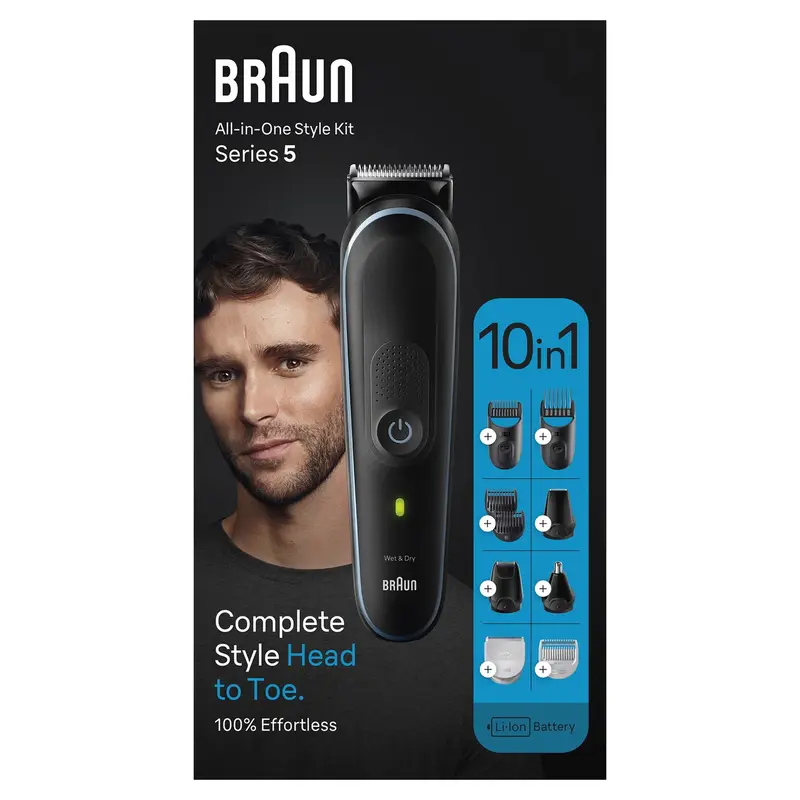 Aparat de tuns pentru bărbați Braun MGK5445, Negru | Albastru