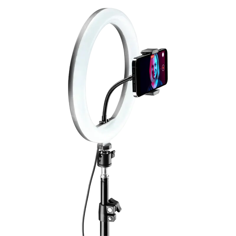 Cameră rotundă Cellularline Selfie Ring Pro Multicolor – Universală, Negru