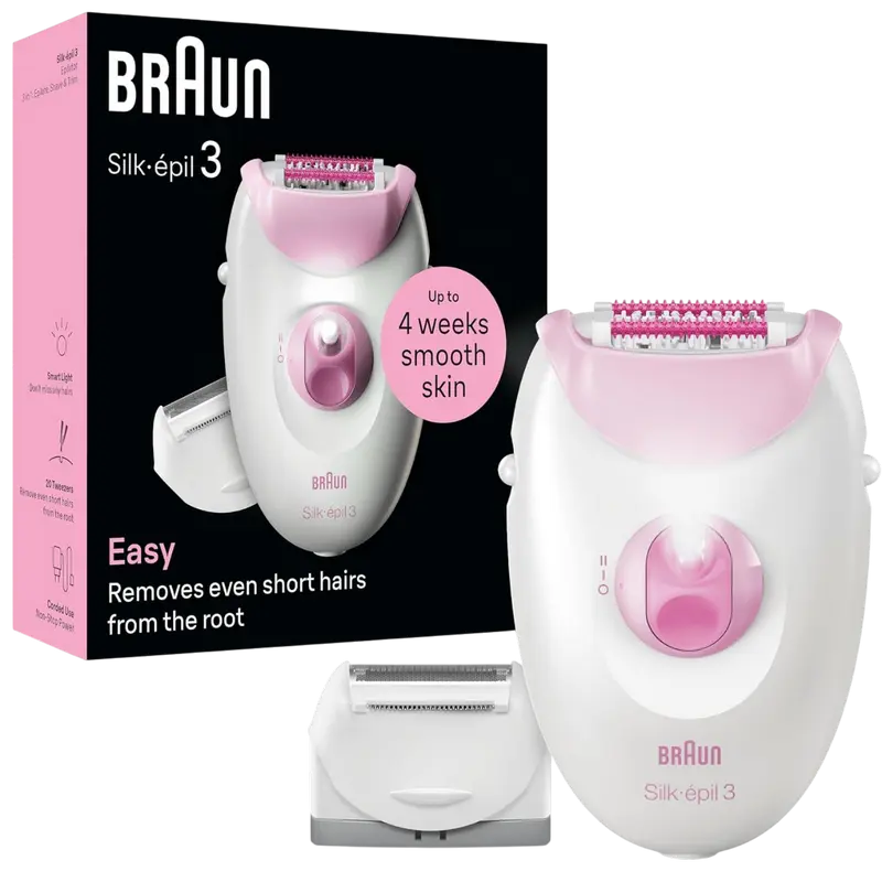 Epilator Braun SE 3-031, Alb | Roz