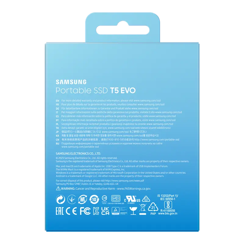 SSD portabil extern Samsung T5 EVO, 2 TB, Negru (MU-PH2T0S/EU)
