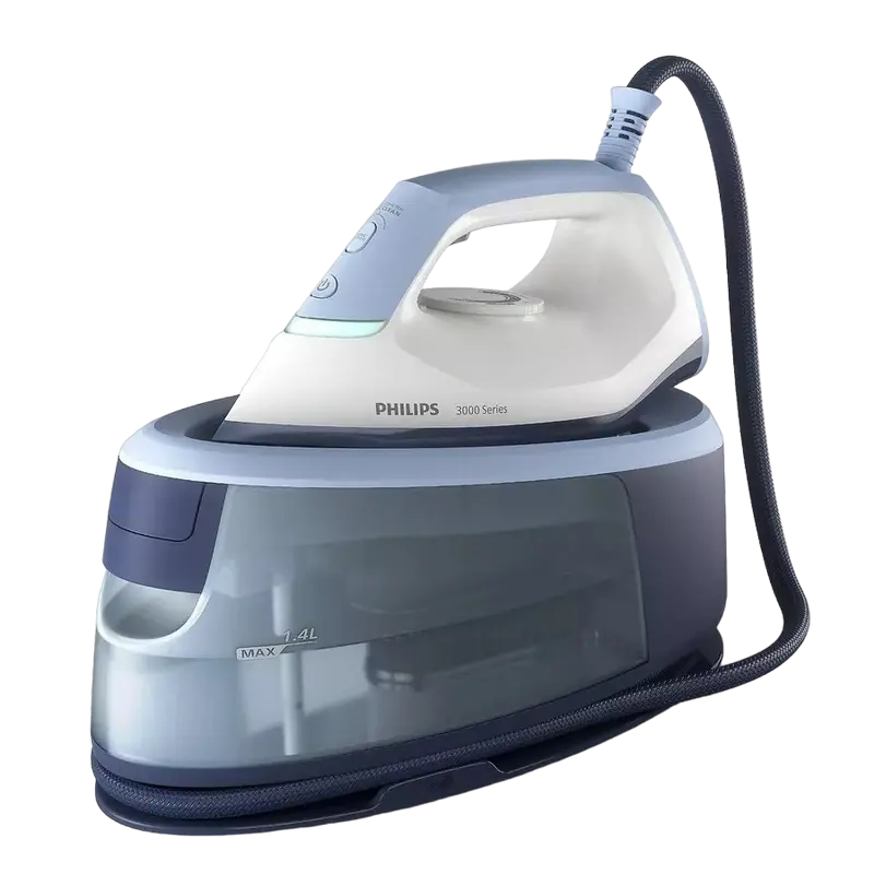 Fier de călcat cu generator de abur Philips PSG3000/20, 2400W, Albastru deschis