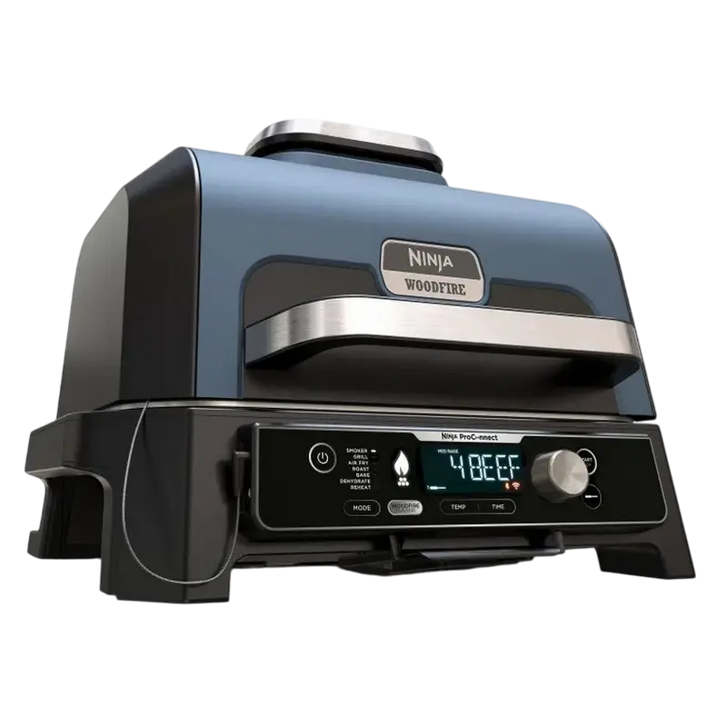 Grătar electric Ninja Woodfire Pro Connect XL, 1700W, Albastru | Negru