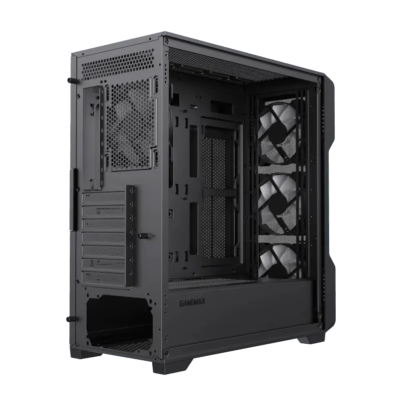 Carcasa computer Gamemax Siege, Midi-Tower, fără sursă de alimentare, negru
