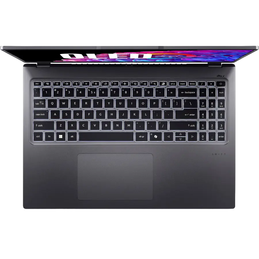 Laptop 16" Acer Swift Go 16 OLED SFG16-72, Steel Gray, Intel Core Ultra 7 155U, 16GB/1024GB, Linux eShell