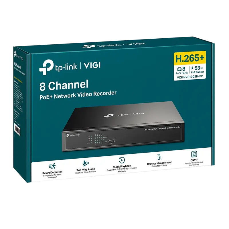Înregistrator video TP-LINK VIGI NVR1008H-8P, Negru