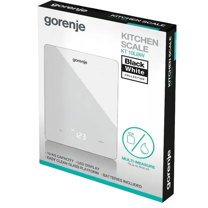 Cântar de bucătărie electronic Gorenje KT10LBW, Alb