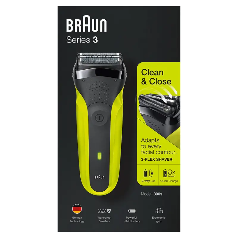 Aparat de ras electric Braun Series 3 300s, Verde | Negru