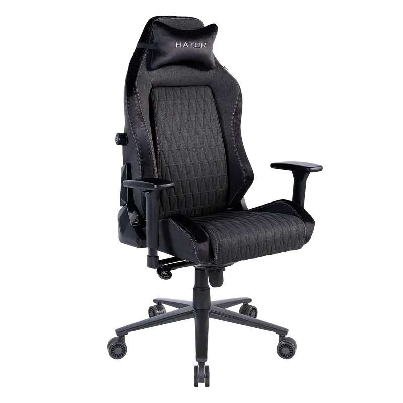 Scaun Gaming HATOR Ironsky Fabric, Țesătură, PU Piele, Negru