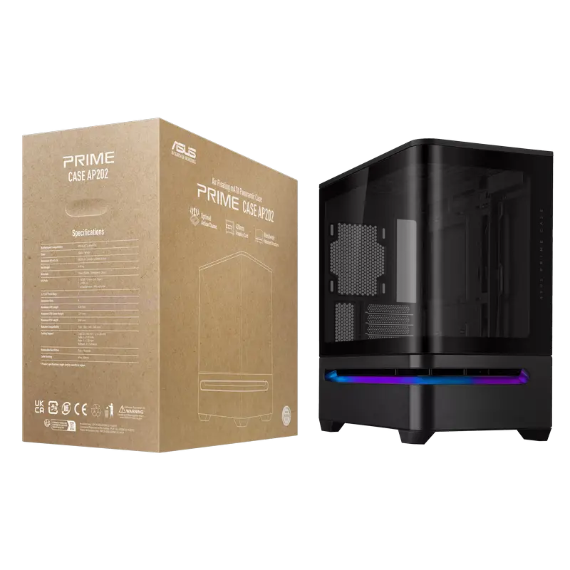 Carcasă PC ASUS PRIME AP202 TG ARGB, Midi-Tower, , Negru