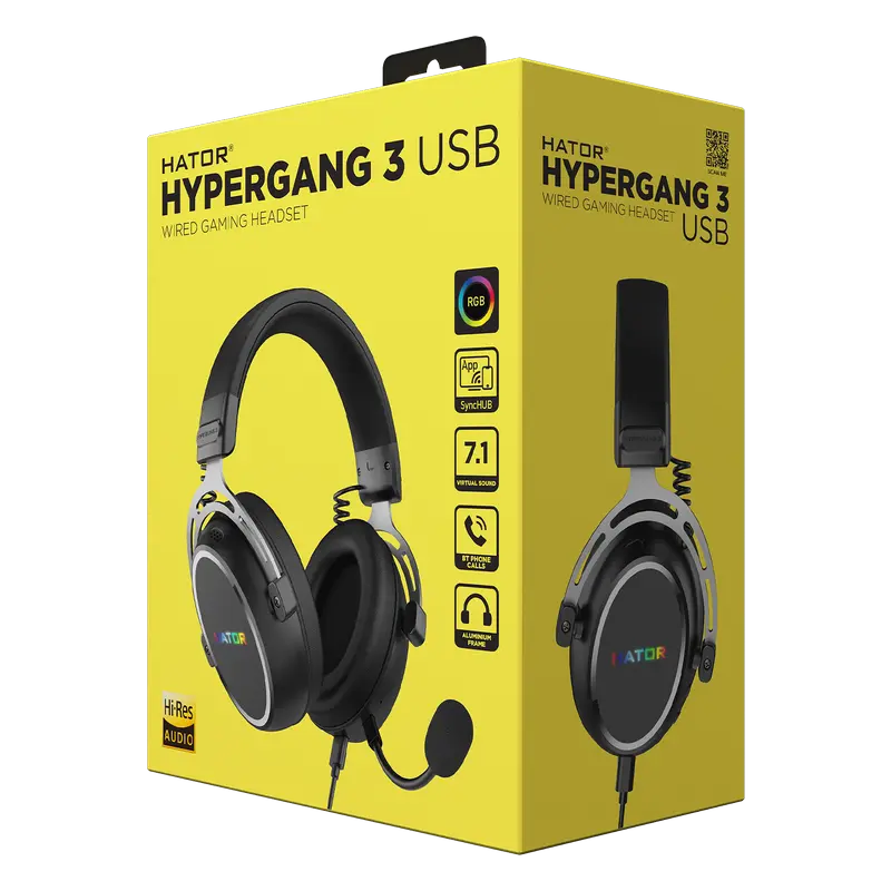Stand pentru căști gaming HATOR Hypergang 3 USB, USB, Alb