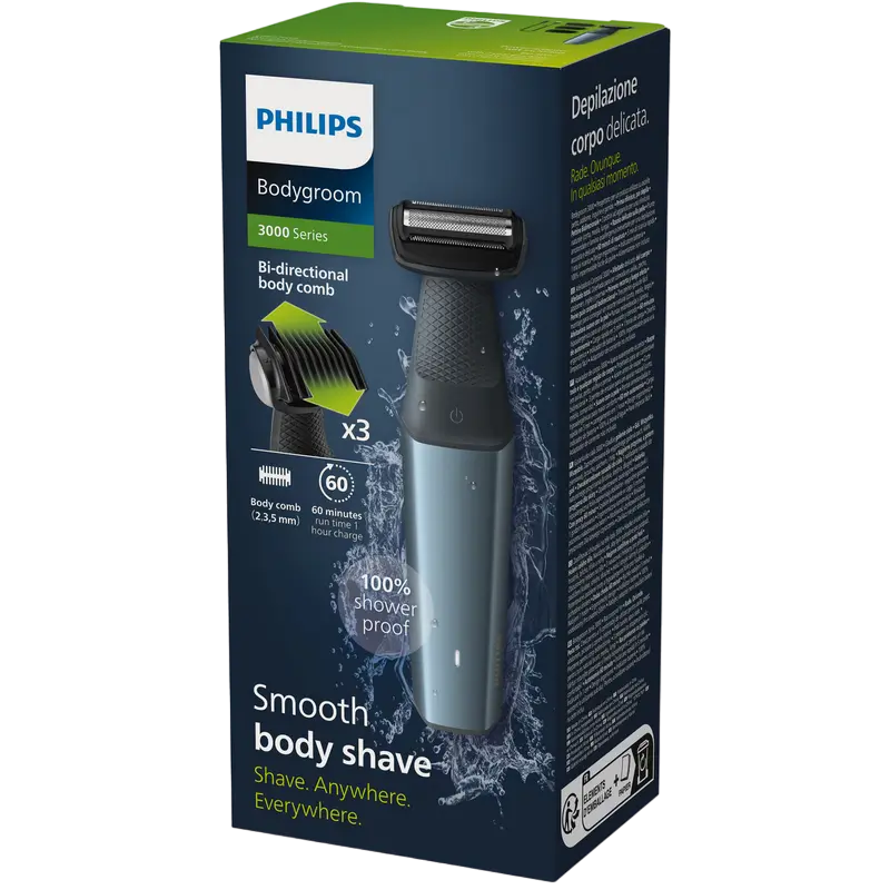 Trimmer pentru bărbați  Philips BG3027/05, Negru | Albastru