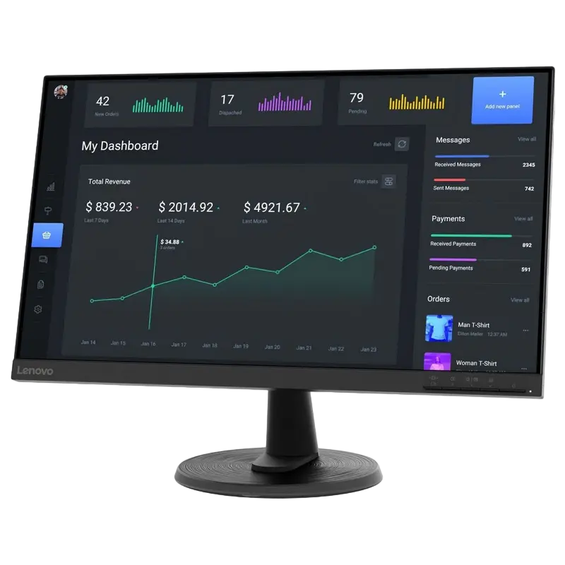23,8" Monitor Lenovo C24-40, VA 1920x1080 FHD, Negru