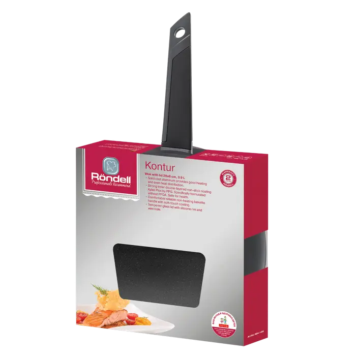Tigaie WOK Rondell RDA-1489, 3,4L, 28cm, Negru