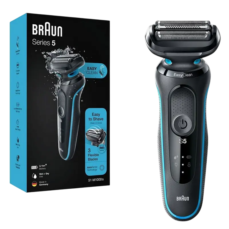Aparat de ras electric Braun 51-M1000s, Negru | Albastru