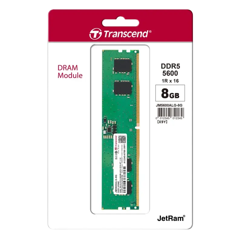 Оперативная память Transcend JetRam, DDR5 SDRAM, 5600 МГц, 8Гб, JM5600ALG-8G