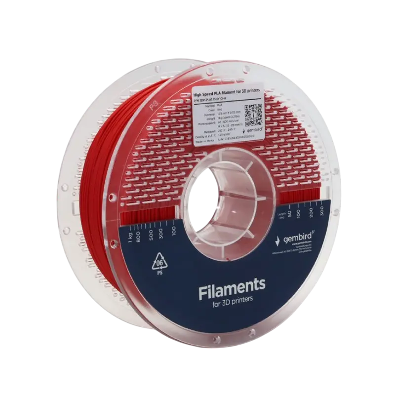 Filament pentru imprimantă 3D Gembird 3DP-PLA1.75HY-01-R, PLA, Roșu, 1.75 mm, 1kg