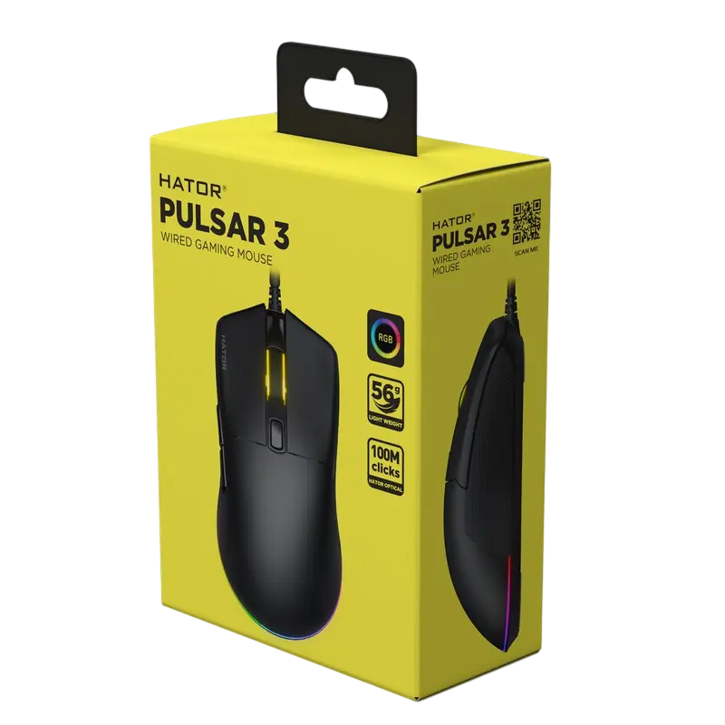 Gaming Mouse HATOR Pulsar 3, Negru