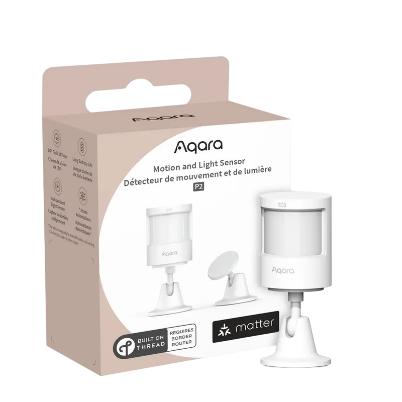 Detector de mișcare AQARA Motion and Light Sensor P2, Alb
