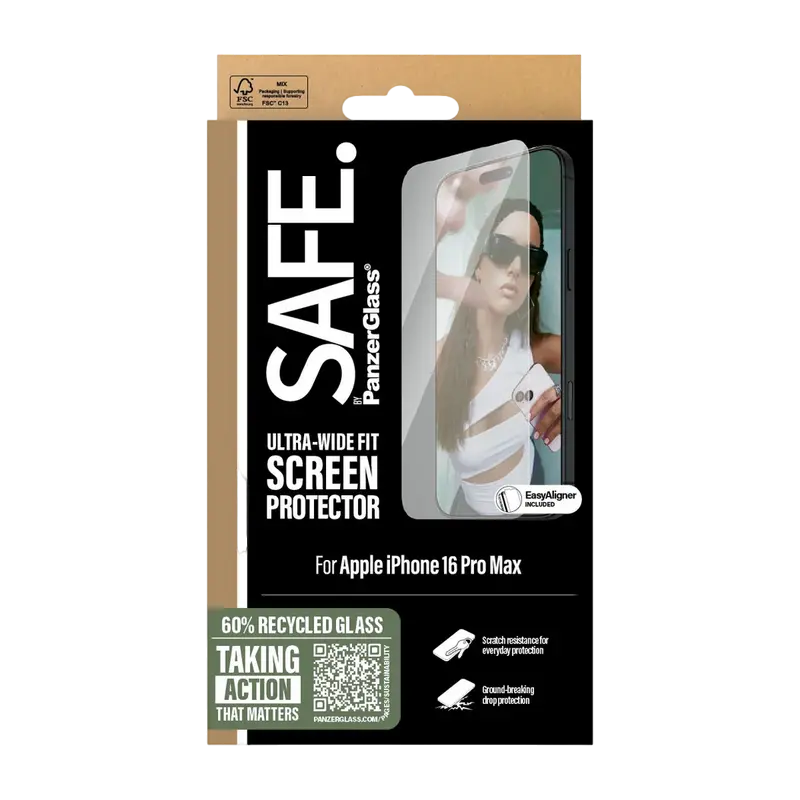 Sticlă de protecție PanzerGlass SAFE. UWF pentru iPhone 16 Pro Max, Transparent