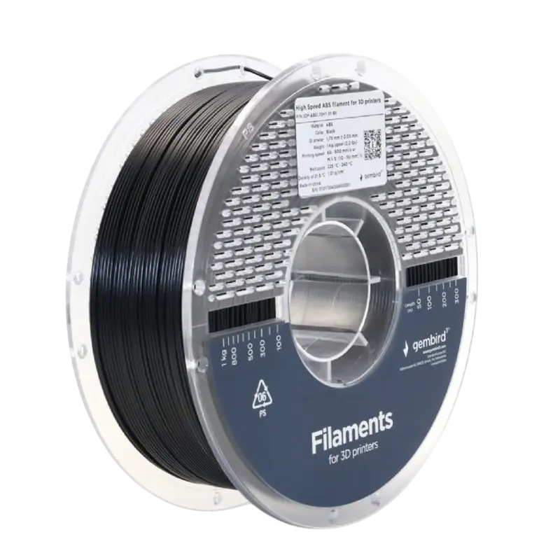 Filament pentru imprimantă 3D Gembird 3DP-ABS1.75HY-01-BK, ABS, Negru, 1.75 mm, 1kg