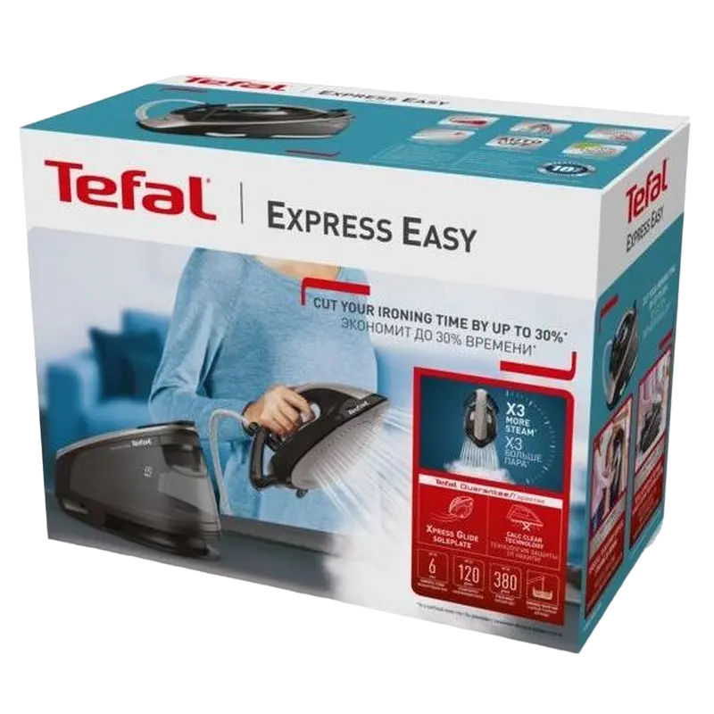 Fier de călcat cu generator de abur Tefal SV6140E0, 2200W, Negru | Gri
