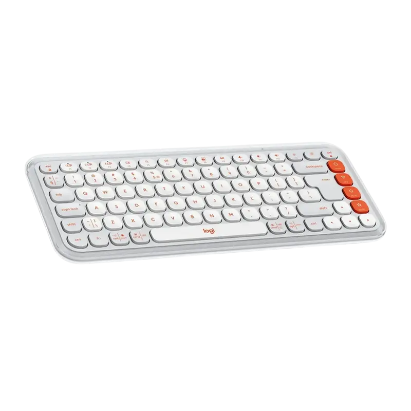 Tastatură Logitech POP ICON, Fără fir, Alb | Portocaliu
