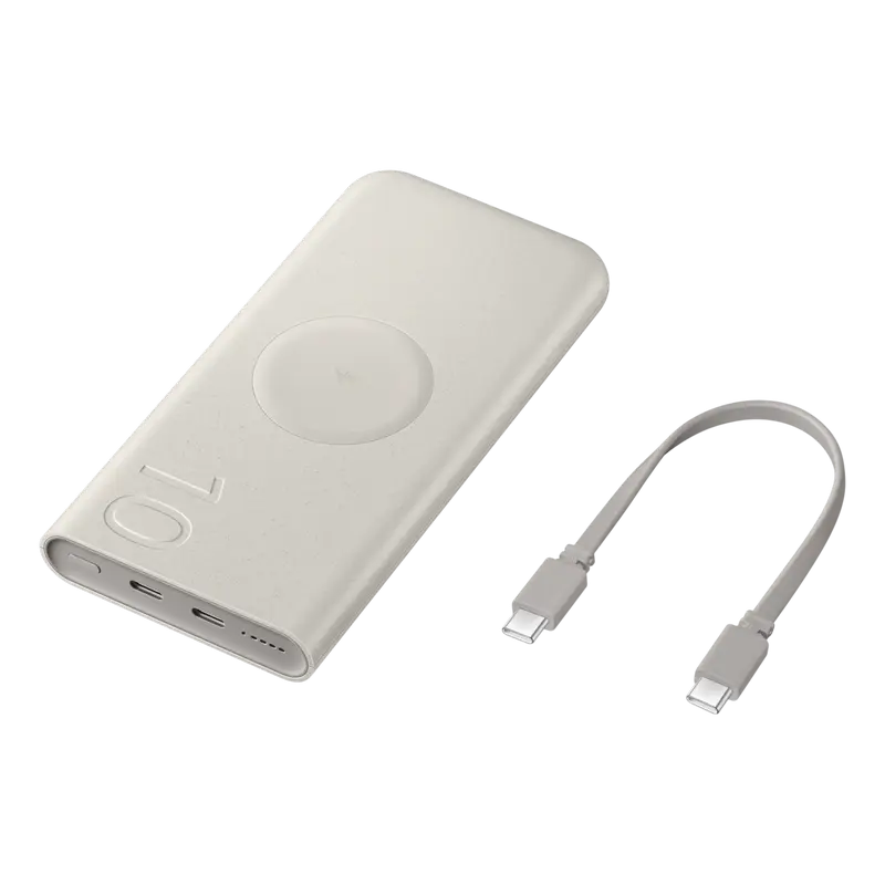 Încărcător portabil Samsung Super Fast Wireless Charging, 10000mAh, Bej
