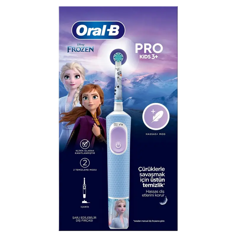 Periuță de dinți electrică Braun Oral-B Vitality PRO Kids Frozen, Albastru deschis