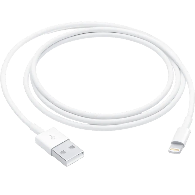 Cablu pentru încărcare și transfer de date Apple MUQW3ZM/A, Lightning/USB Type-A, 1m, Alb