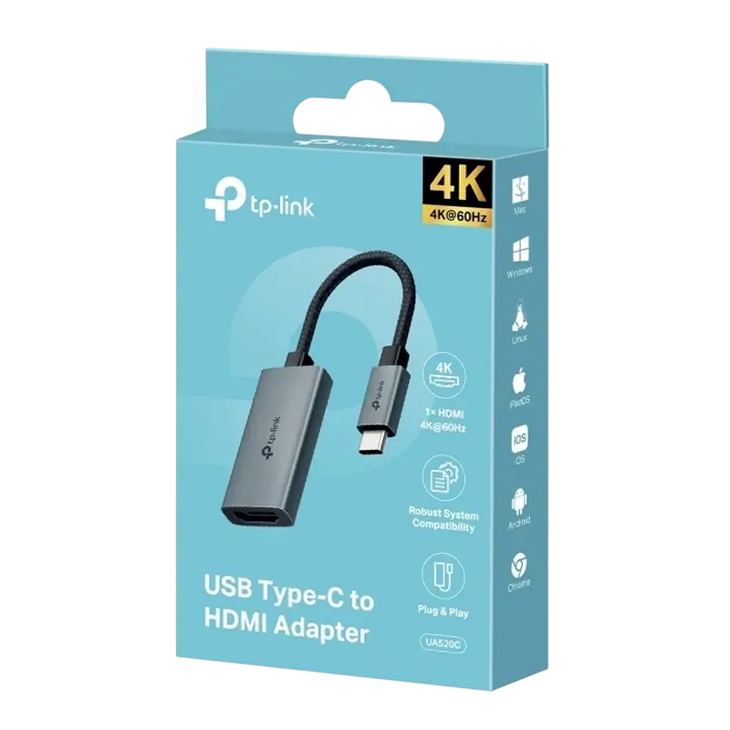 Adaptor USB TP-LINK UA520C, USB Type-C, 0,1m, Gri