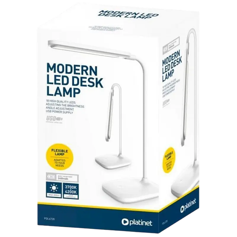 Lampa de birou Platinet PDL6728, Alb