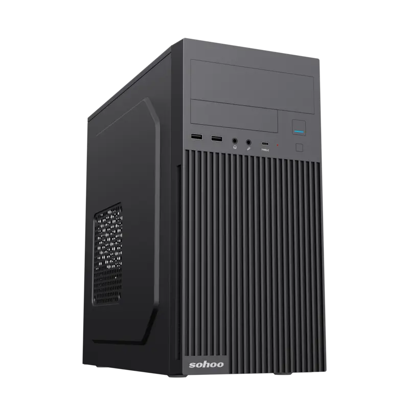 Carcasă PC Sohoo 6521BK, Micro-ATX, ATX, Negru
