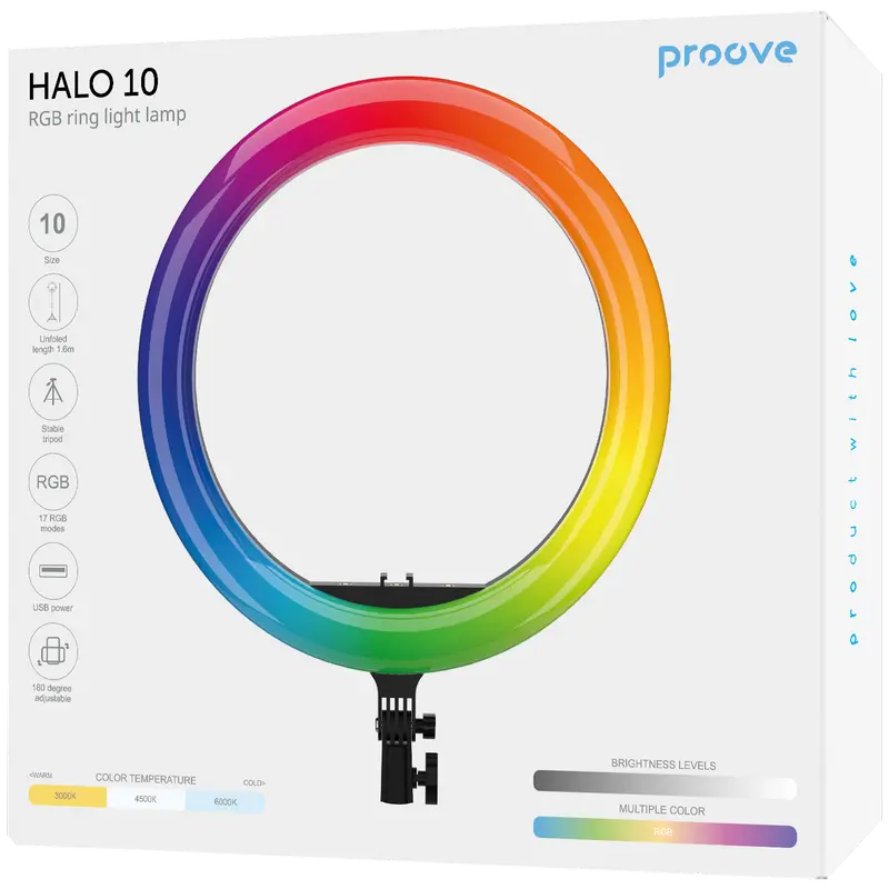 Lampă circulară Proove Halo 10, Alb