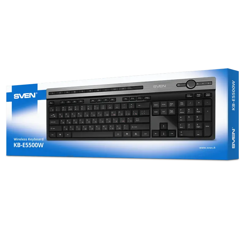 Клавиатура SVEN KB-E5500W, Беспроводное, Чёрный | Серебристый