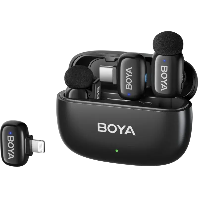 Портативный записывающий микрофон Boya BoyaMini-12, Беспроводной, Черный