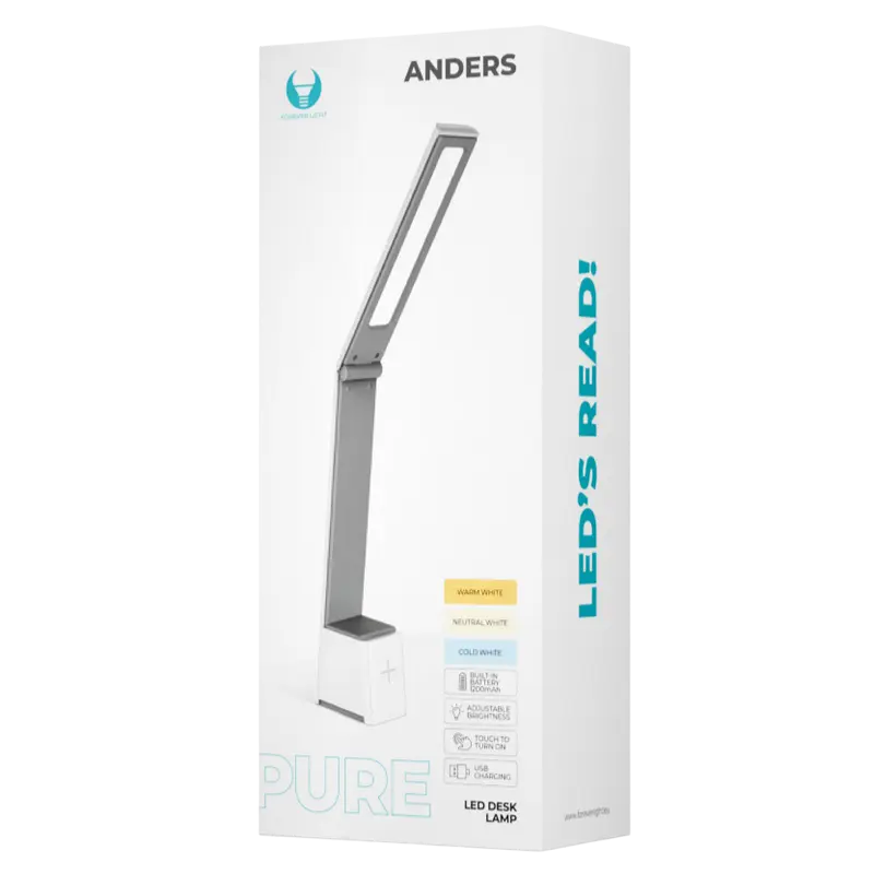 Lampa de birou Forever Pure FLB-110 Anders, Alb | Gri