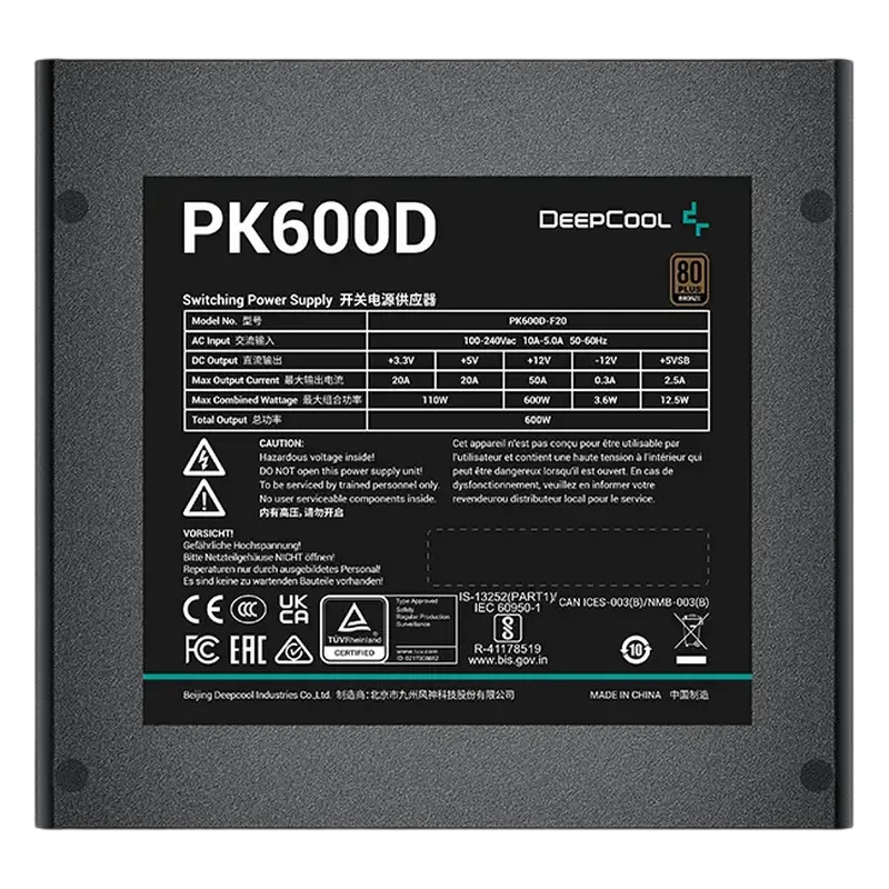 Sursă Alimentare PC Deepcool PK600D, 600W, ATX, Nemodular