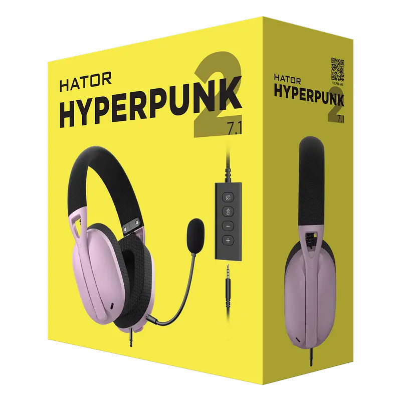 Căști gaming HATOR Hyperpunk 2, Fără fir, Violet | Negru