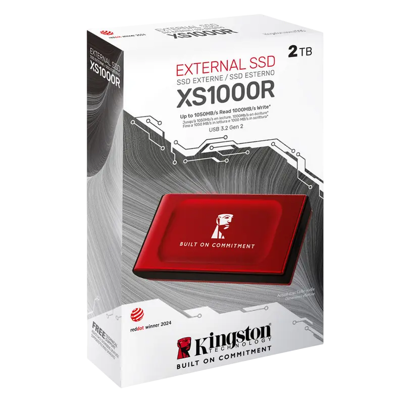 SSD portabil extern Kingston XS1000 BoC, 2 TB, Roșu (SXS1000R/2000GA)