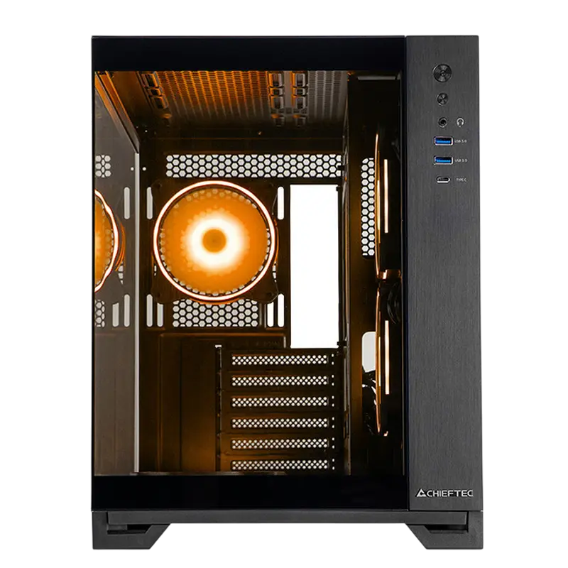 Carcasă PC Chieftec Visio, Midi-Tower, Fără PSU, Negru