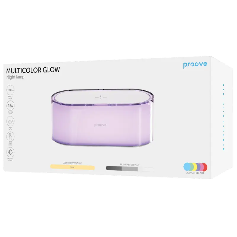 Lampă de noapte Proove Multicolor Glow, Alb
