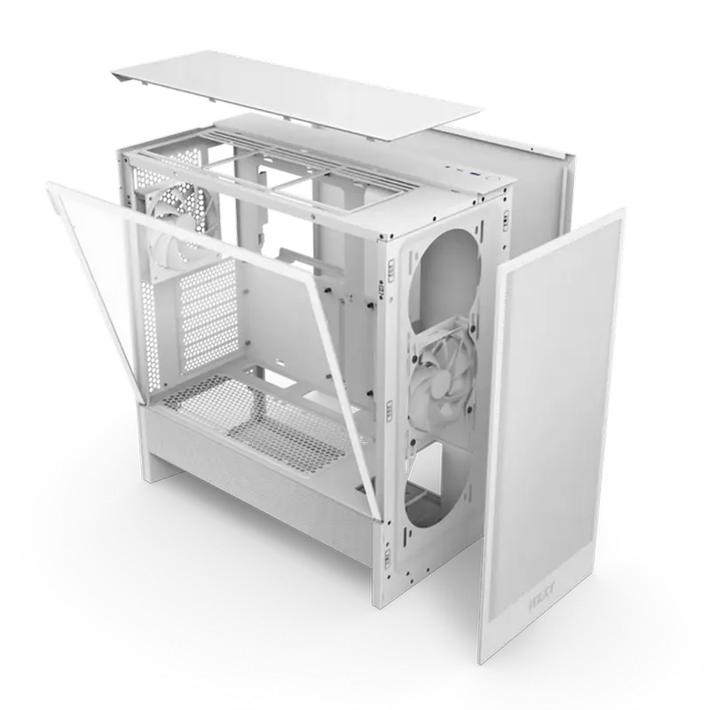 Carcasă PC NZXT H5 Flow, Midi-Tower, Fără PSU, Alb