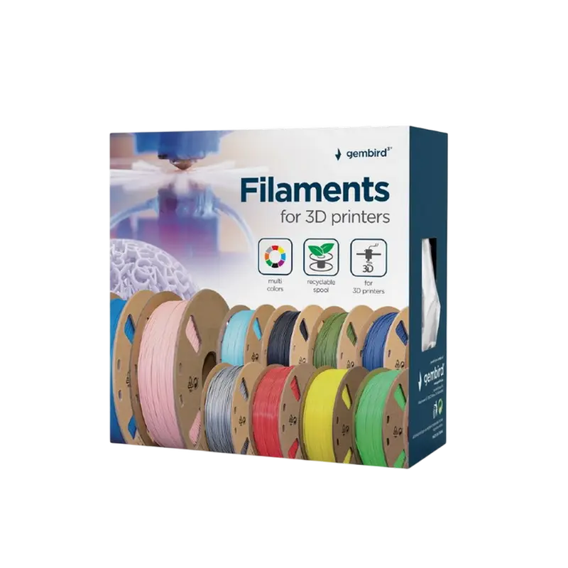 Filament pentru imprimantă 3D Gembird 3DP-PLA+1.75-02-GR, PLA+, Gri, 1.75 mm, 1kg