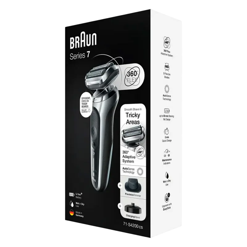 Aparat de ras electric Braun 71-S4200cs, Argintiu | Negru
